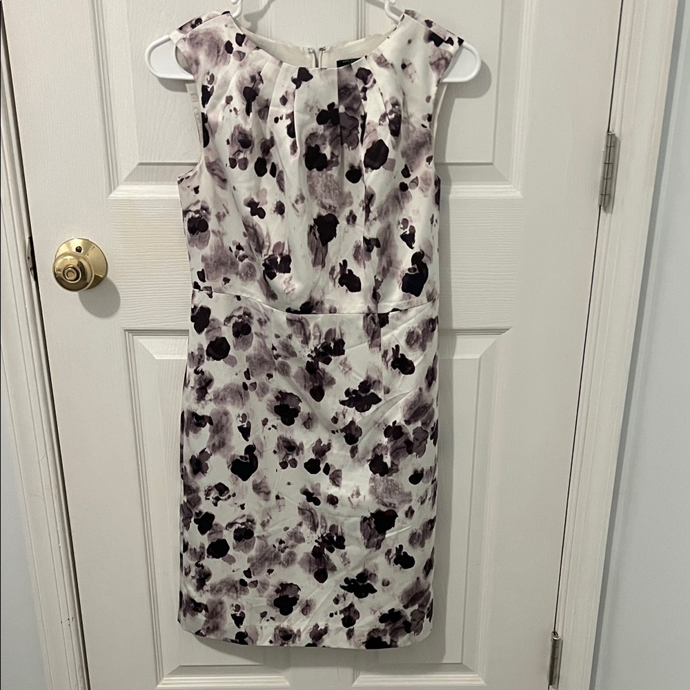 Ann Taylor Purple and White Floral Midi Dress